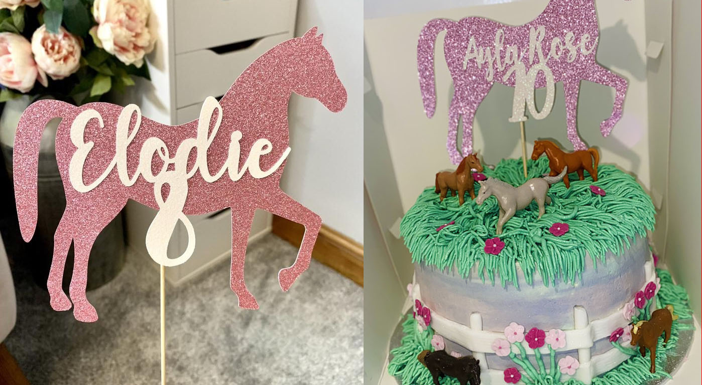 Personalised Horse Glitter Cake Topper